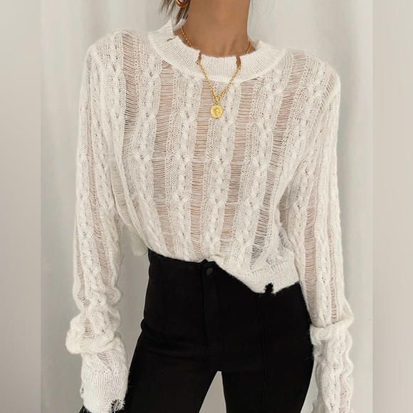 NWT Commense Snowflake Crochet Knit Shirt - Picture 3 of 7